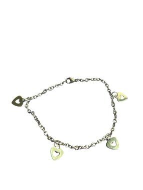 Silvertone Hearts Charm Bracelet 8 inches Long